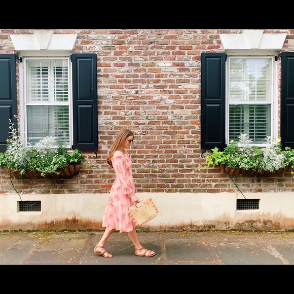 Eliza J Floral Off the Shoulder Midi Dress - Picture 2 of 3